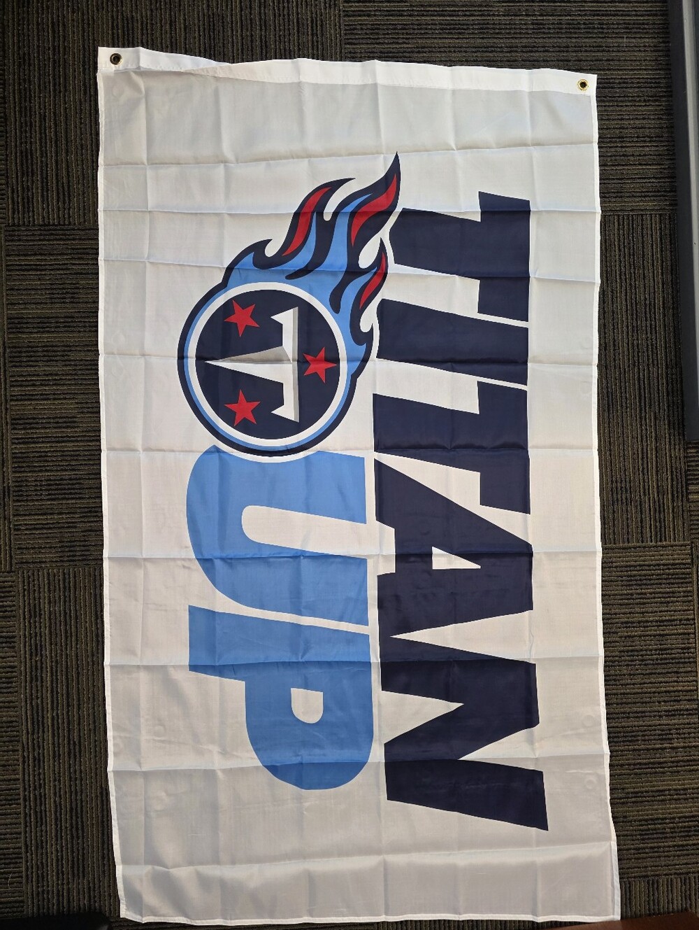 NFL Branded TITAN Up FLAG. White Navy & Light Blue. Brand New